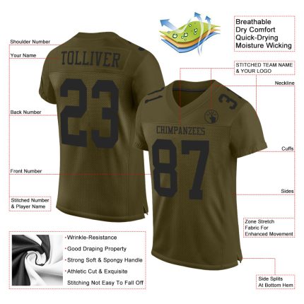 Personalized Olive Black Mesh Authentic Salute To Service Football Jersey Team Custom Name and Number
