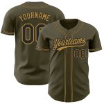 Personalized Olive Black-Old Gold Authentic Salute To Service Baseball Jersey