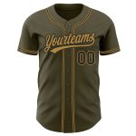 Personalized Olive Black-Old Gold Authentic Salute To Service Baseball Jersey
