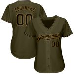 Personalized Olive Black-Old Gold Authentic Salute To Service Baseball Jersey Team Custom Name and Number