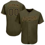 Personalized Olive Black-Old Gold Authentic Salute To Service Baseball Jersey Team Custom Name and Number