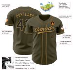 Personalized Olive Black-Old Gold Authentic Salute To Service Baseball Jersey