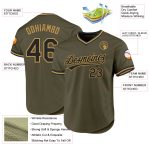 Personalized Olive Black-Old Gold Authentic Throwback Salute To Service Baseball Jersey Team Custom Name and Number