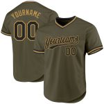 Personalized Olive Black-Old Gold Authentic Throwback Salute To Service Baseball Jersey Team Custom Name and Number