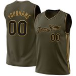 Personalized Olive Black-Old Gold Authentic Throwback Salute To Service Basketball Jersey Team Custom Name and Number