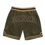 Personalized Olive Black-Old Gold Authentic Throwback Salute To Service Basketball Shorts Team Custom Name and Number