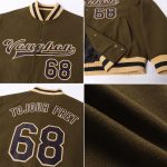 Personalized Olive Black-Old Gold Bomber Full-Snap Varsity Letterman Salute To Service Jacket Team Custom Name and Number