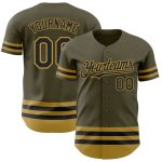 Personalized Olive Black-Old Gold Line Authentic Salute To Service Baseball Jersey Team Custom Name and Number
