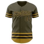 Personalized Olive Black-Old Gold Line Authentic Salute To Service Baseball Jersey Team Custom Name and Number