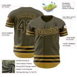 Personalized Olive Black-Old Gold Line Authentic Salute To Service Baseball Jersey Team Custom Name and Number