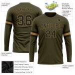 Personalized Olive Black-Old Gold Long Sleeve Performance Salute To Service T-Shirt Team Custom Name and Number