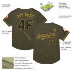 Personalized Olive Black-Old Gold Mesh Authentic Throwback Salute To Service Baseball Jersey Team Custom Name and Number
