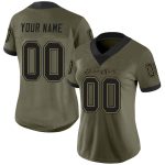 Personalized Olive Black-Old Gold Mesh Salute To Service Football Jersey Team Custom Name and Number