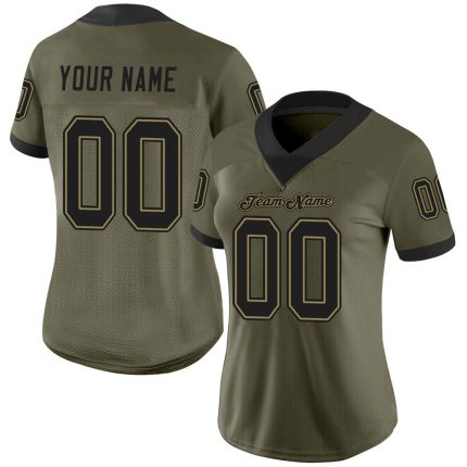 Personalized Olive Black-Old Gold Mesh Salute To Service Football Jersey Team Custom Name and Number