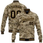 Personalized Olive Black-Old Gold Military Badge 3D Pattern Design Bomber Full-Snap Varsity Letterman Salute To Service Jacket Team Custom Name and Number