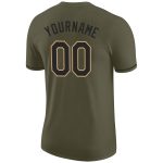 Personalized Olive Black-Old Gold Performance Salute To Service T-Shirt Team Custom Name and Number