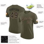 Personalized Olive Black-Old Gold Performance Salute To Service T-Shirt Team Custom Name and Number