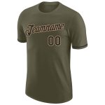 Personalized Olive Black-Old Gold Performance Salute To Service T-Shirt Team Custom Name and Number