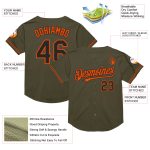 Personalized Olive Black-Orange Mesh Authentic Throwback Salute To Service Baseball Jersey Team Custom Name and Number