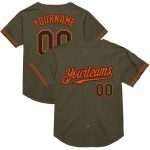 Personalized Olive Black-Orange Mesh Authentic Throwback Salute To Service Baseball Jersey Team Custom Name and Number