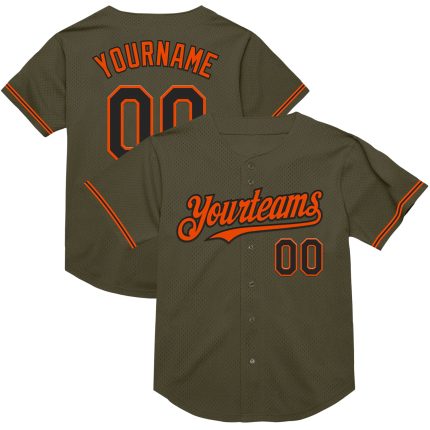 Personalized Olive Black-Orange Mesh Authentic Throwback Salute To Service Baseball Jersey Team Custom Name and Number