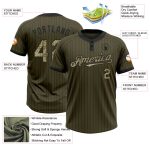 Personalized Olive Black Pinstripe Camo Salute To Service Two-Button Unisex Softball Jersey Team Custom Name and Number