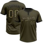 Personalized Olive Black Pinstripe Camo Salute To Service Two-Button Unisex Softball Jersey Team Custom Name and Number