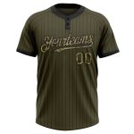 Personalized Olive Black Pinstripe Camo Salute To Service Two-Button Unisex Softball Jersey Team Custom Name and Number