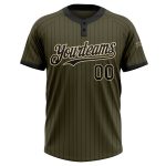 Personalized Olive Black Pinstripe Cream Salute To Service Two-Button Unisex Softball Jersey Team Custom Name and Number