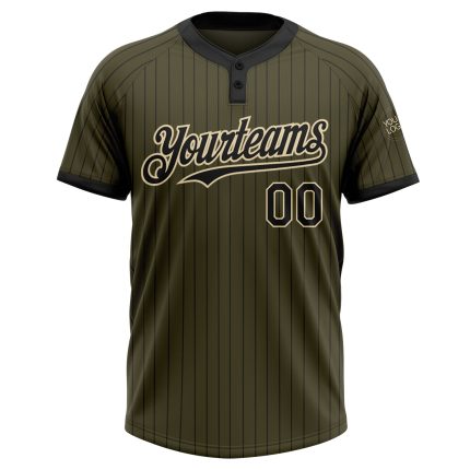 Personalized Olive Black Pinstripe Cream Salute To Service Two-Button Unisex Softball Jersey Team Custom Name and Number
