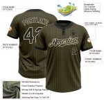 Personalized Olive Black Pinstripe Cream Salute To Service Two-Button Unisex Softball Jersey Team Custom Name and Number