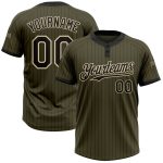 Personalized Olive Black Pinstripe Cream Salute To Service Two-Button Unisex Softball Jersey Team Custom Name and Number