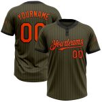 Personalized Olive Black Pinstripe Orange Salute To Service Two-Button Unisex Softball Jersey Team Custom Name and Number