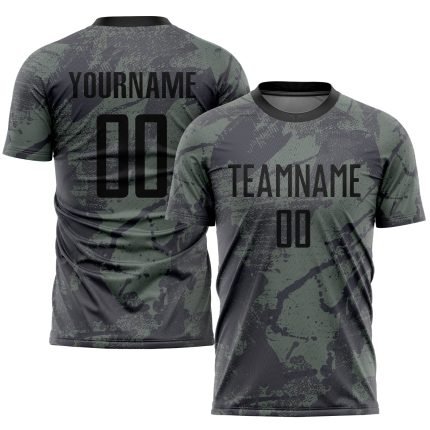 Personalized Olive Black Sublimation Salute To Service Soccer Uniform Jersey Team Custom Name and Number