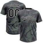 Personalized Olive Black-White 3D Pattern Salute To Service Two-Button Unisex Softball Jersey Team Custom Name and Number