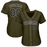 Personalized Olive Black-White Authentic Salute To Service Baseball Jersey Team Custom Name and Number