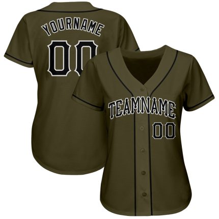 Personalized Olive Black-White Authentic Salute To Service Baseball Jersey Team Custom Name and Number