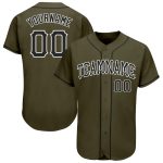 Personalized Olive Black-White Authentic Salute To Service Baseball Jersey Team Custom Name and Number