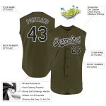 Personalized Olive Black-White Authentic Sleeveless Salute To Service Baseball Jersey