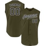 Personalized Olive Black-White Authentic Sleeveless Salute To Service Baseball Jersey Team Custom Name and Number