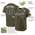 Personalized Olive Black-White Authentic Throwback Salute To Service Baseball Jersey Team Custom Name and Number