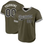 Personalized Olive Black-White Authentic Throwback Salute To Service Baseball Jersey Team Custom Name and Number