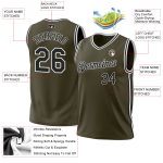 Personalized Olive Black-White Authentic Throwback Salute To Service Basketball Jersey