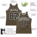 Personalized Olive Black-White Authentic Throwback Salute To Service Basketball Jersey Team Custom Name and Number