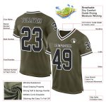 Personalized Olive Black-White Mesh Authentic Throwback Salute To Service Football Jersey Team Custom Name and Number