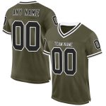 Personalized Olive Black-White Mesh Authentic Throwback Salute To Service Football Jersey Team Custom Name and Number