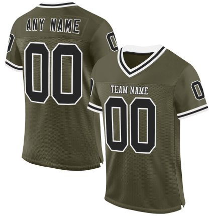 Personalized Olive Black-White Mesh Authentic Throwback Salute To Service Football Jersey Team Custom Name and Number