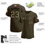 Personalized Olive Camo-Black Authentic American Flag Fashion Salute To Service Baseball Jersey Team Custom Name and Number