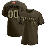 Personalized Olive Camo-Black Authentic American Flag Fashion Salute To Service Baseball Jersey Team Custom Name and Number
