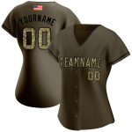 Personalized Olive Camo-Black Authentic American Flag Fashion Salute To Service Baseball Jersey Team Custom Name and Number